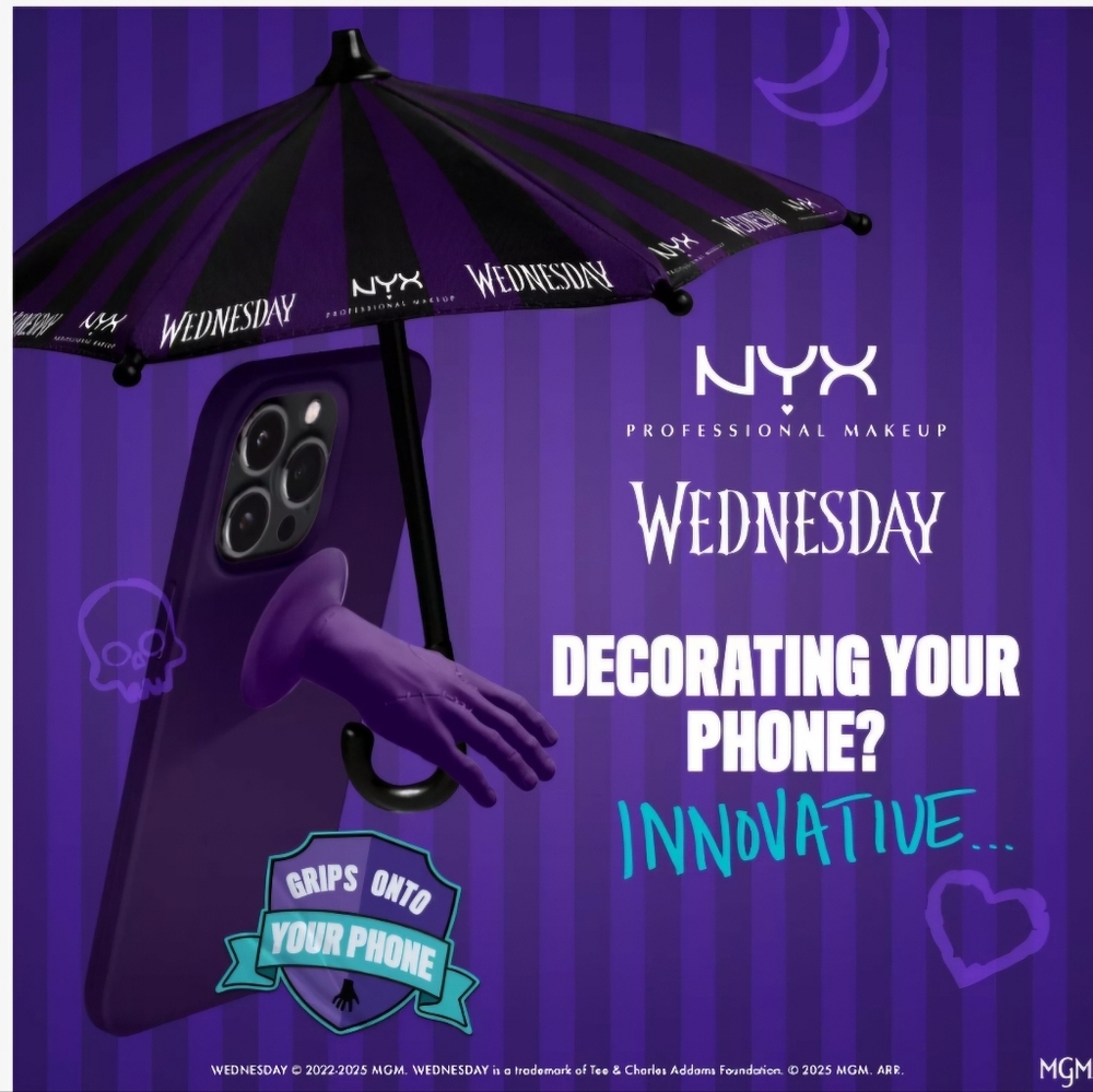 NYX Limited Ed. Wednesday Purple Grip Phone Case with Umbrella Graphic